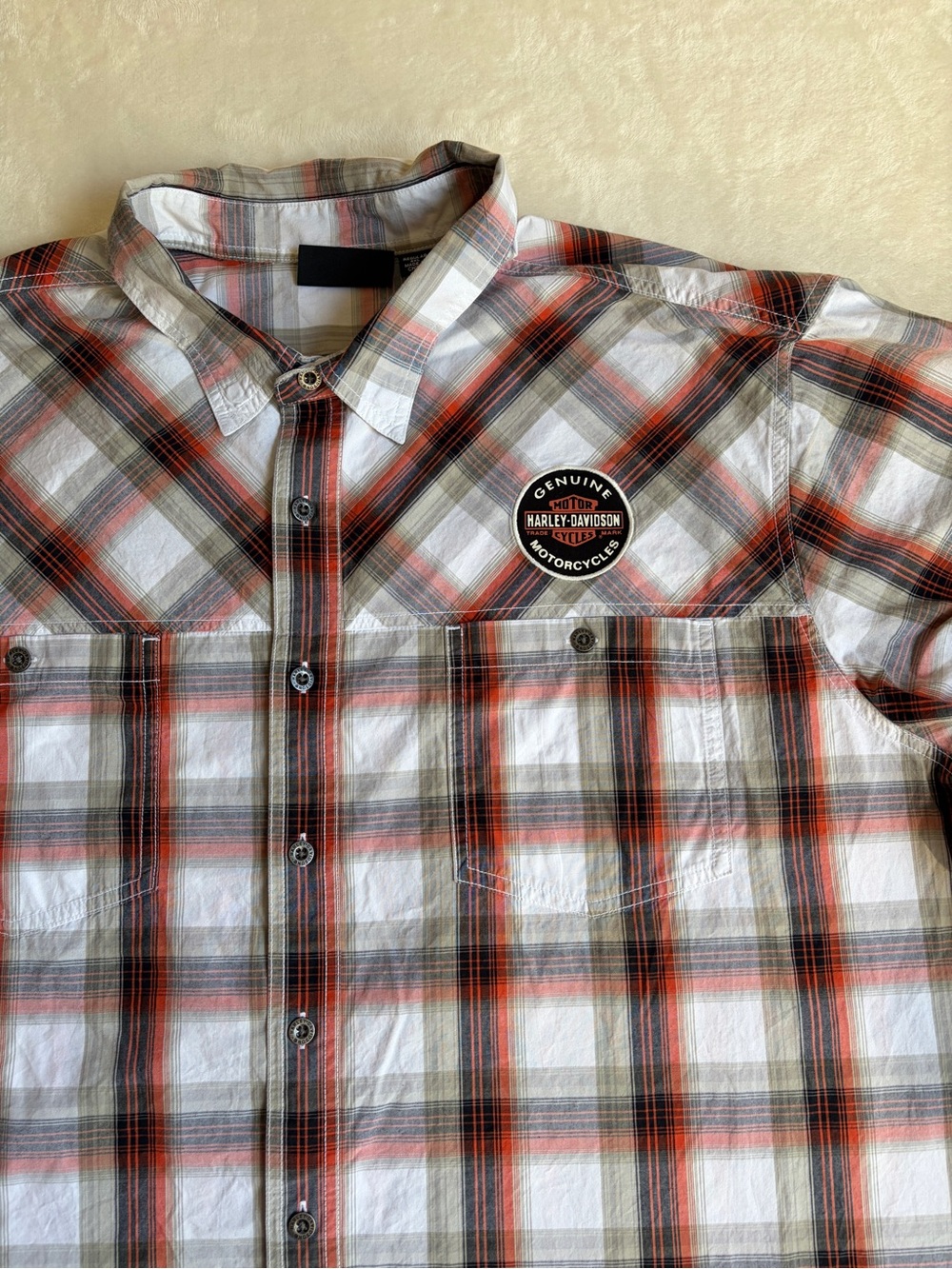 Harley-Davidson Genuine MotorClothes Men's Plaid Short Sleeve Button-Up Shirt 4X